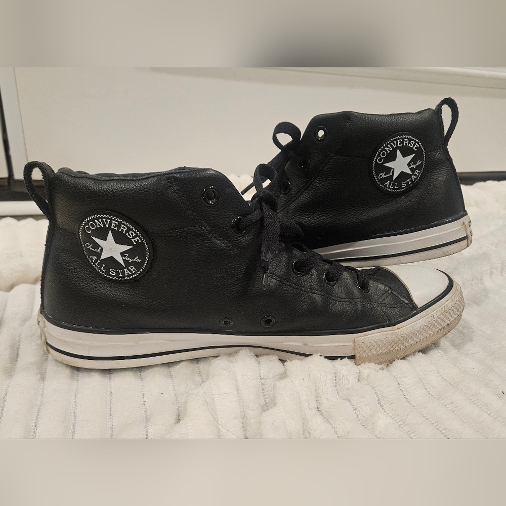 Converse Black Leather High-Tops
